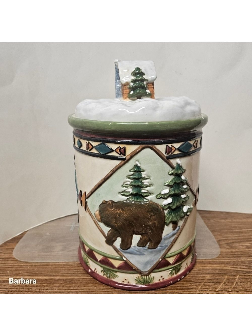 Vintage Raised Timber Bear/Moose Ceramic Cookie Jar